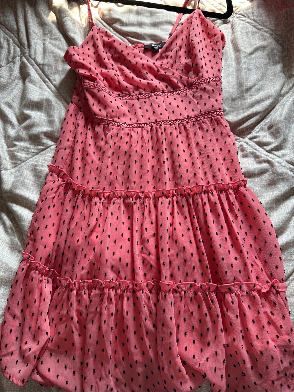Girls' Pink Tiered Spotted Sundress